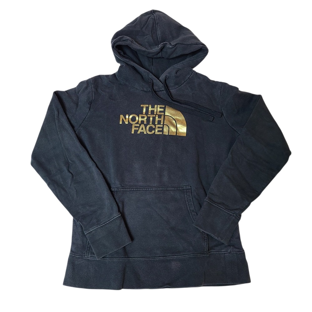 The North Face Hoodie Womens S Black Half Dome Spellout Logo Pullover Sweatshirt